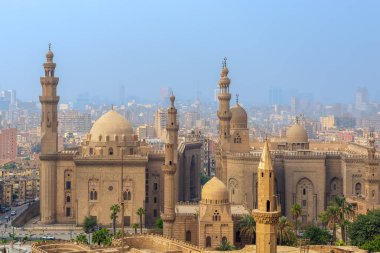 Aerial view of Cairo city from Salah Al Deen Citadel (Cairo Citadel) with Al Sultan Hassan and Al Rifai Mosques, Cairo, Egypt clipart