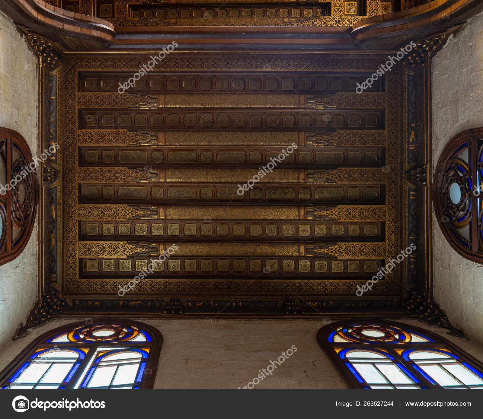 Decorated Ceiling Floral Pattern Decorations Stained Glass Windows