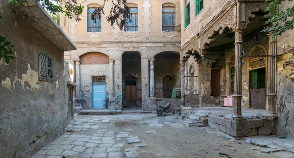 Facade of an abandoned historic House of Madkour (Beit Madkour), Darb Al Ahmar district, Cairo, Egypt