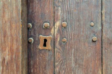 Eski ahşap grunge kapı anahtar deliği
