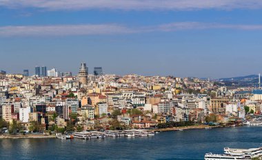 İstanbul şehir manzarası, Galata Kulesi ile Haliç 'e bakan Süleyman Camii' nden