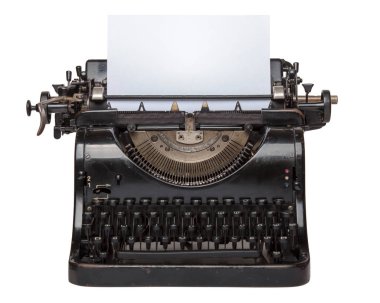 Eski Alman daktilo ile bir beyaz kağıt. 1946 yılında üretilen.