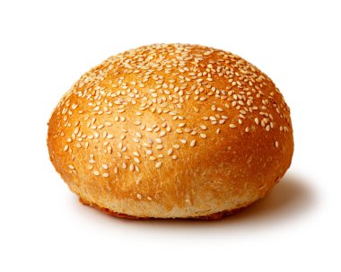 Hamburger topuz susam ile. Fast food. Beyaz arka plan üzerinde izole.