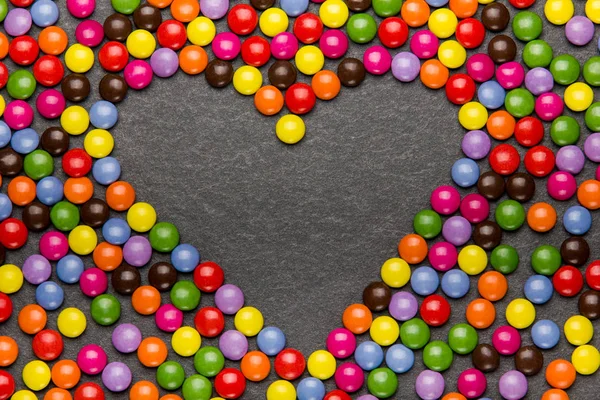 Heart Colored Candies Dark Background Background Valentine Day — Stock Photo, Image