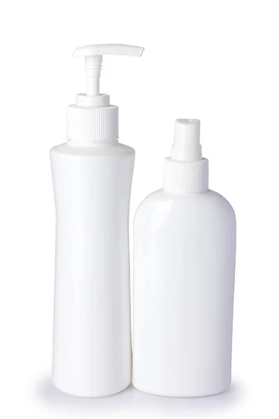 Recipiente Plástico Para Cosméticos Isolados Fundo Branco Pelo Caminho — Fotografia de Stock