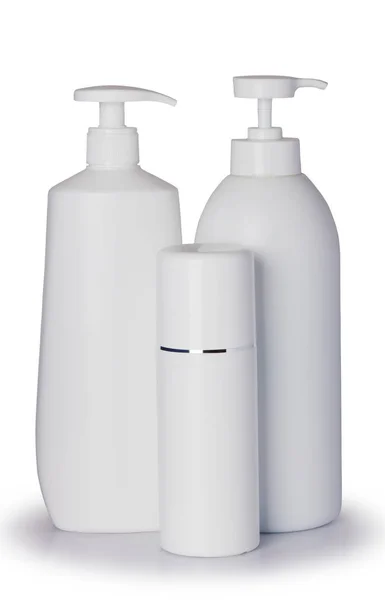 白い背景で隔離の化粧品用プラスチック容器 方法から — ストック写真