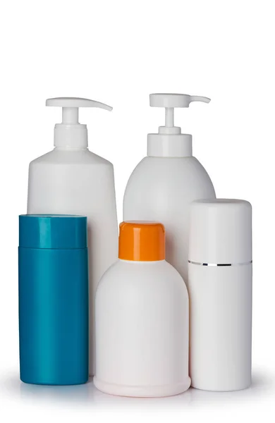Plastbehållare För Kosmetika Isolerad Vit Bakgrund Från Vägen — Stockfoto