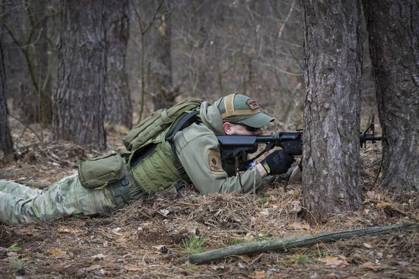 Poltava Ukrayna Mart 2019 Oyun Rlanda Ulusal Ordu Protestanlar Airsoft — Stok fotoğraf