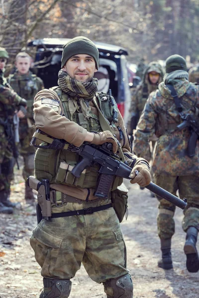 Poltava Ukrayna Mart 2019 Oyun Rlanda Ulusal Ordu Protestanlar Airsoft — Stok fotoğraf