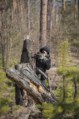 Poltava, Ukrayna - 16 Mart 2019: Oyun - İrlanda Ulusal ordu Protestanlar ve airsoft oyun, İngiliz düzenli ordu arasındaki düşmanlıklar taklidi.