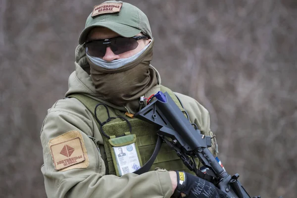 Poltava Ukraine March 2019 Game Imitation Hostilities Irish National Army — Stock Photo, Image