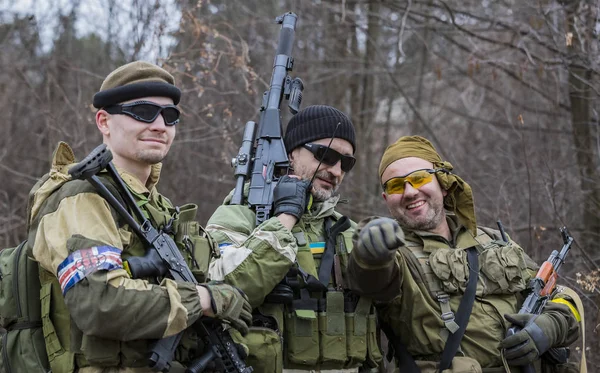 Poltava Ucrania Marzo 2019 Juego Una Imitación Las Hostilidades Entre — Foto de Stock