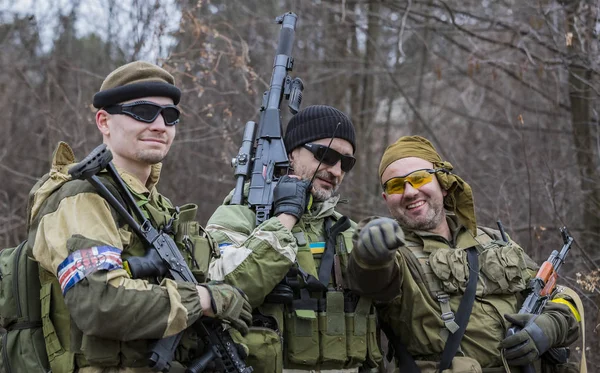 Poltava Ukrajna Március 2019 Játék Utánzata Ellenségeskedések Nemzeti Hadsereg Protestánsok — Stock Fotó