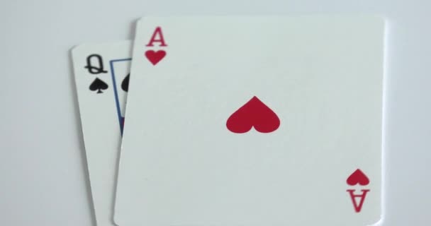 Uma Combinação Vinte Uma Cartas Blackjack Poker Com Cartas Baralho — Vídeo de Stock
