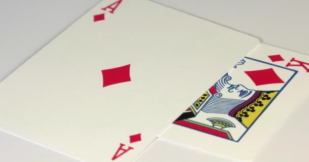 Una Combinazione Carte Nel Blackjack Nel Poker Con Carte Gioco — Video Stock