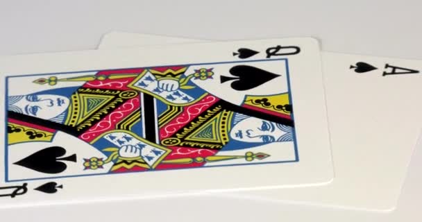 Uma Combinação Vinte Uma Cartas Blackjack Poker Com Cartas Baralho — Vídeo de Stock