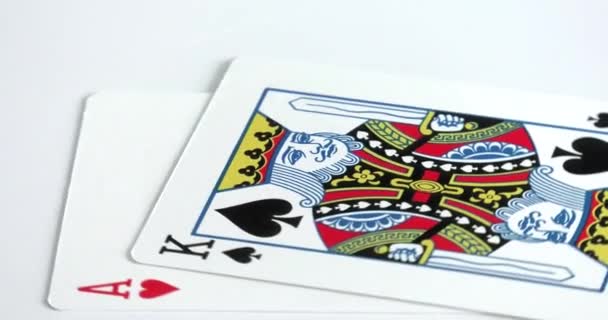 Ένας Συνδυασμός Είκοσι Ενός Καρτών Στο Μπλάκτζακ Και Πόκερ Παιχνίδι — Αρχείο Βίντεο