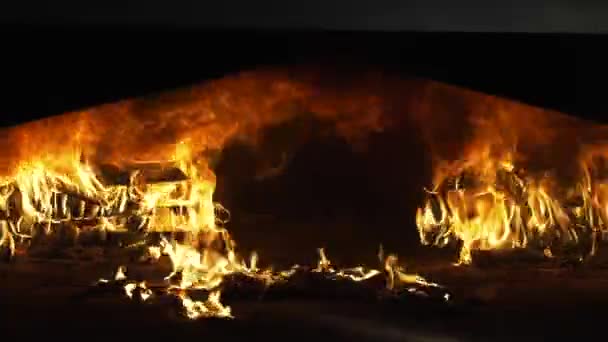 パンを焼くためにオーブンで火を燃やす — ストック動画