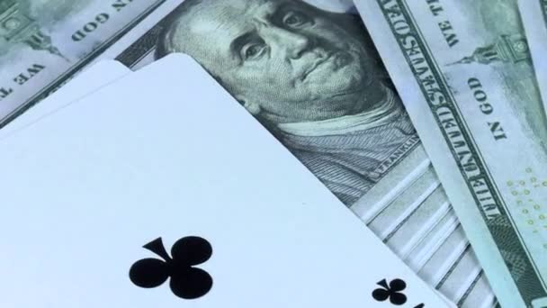 Rotation Fond Argent Dollars Américains Une Combinaison Deux Cartes Doubles — Video