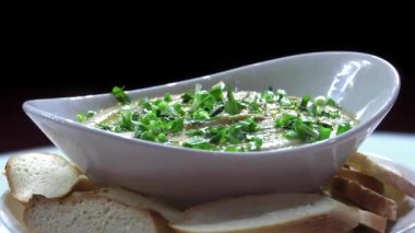Peynir eti ve deniz ürünleri yakın çekim ile Mini canape.