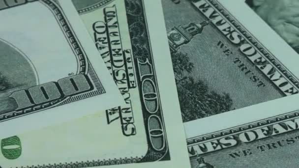 お金の背景の回転米ドルクローズアップ — ストック動画