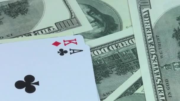 Rotation Fond Argent Dollars Américains Une Combinaison Deux Cartes Doubles — Video