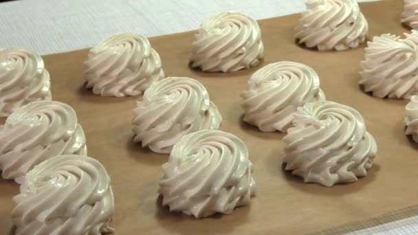 Pasta Tatlı Tatlı Elma Marshmallow Closeup — Stok video