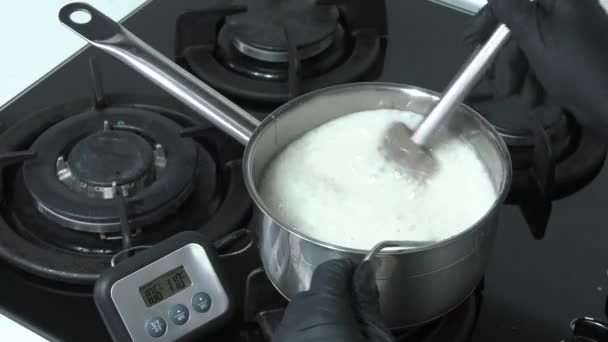 Confectioner Conducts Process Making Apple Marshmallow — Stock Video