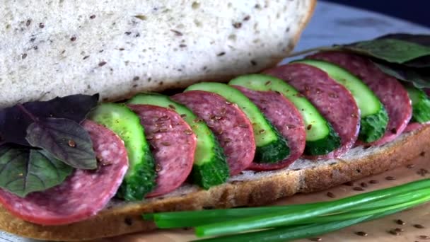 Sandwich Traditional Ukrainian Eco Bread Lost Taste Flavors Fillers Gmos — Stock Video