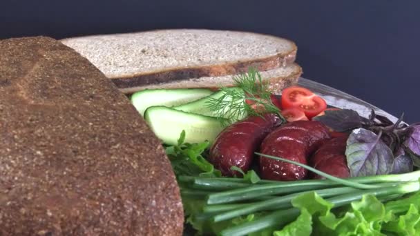 Sandwich Van Traditionele Oekraïense Eco Brood Verloren Naar Smaak Zonder — Stockvideo