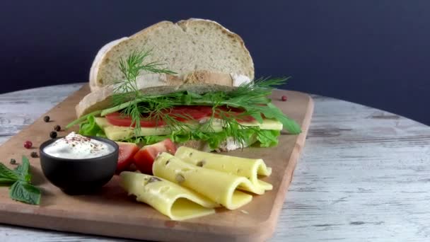 Sandwich Del Tradicional Pan Ecológico Ucraniano Perdido Gusto Sin Sabores — Vídeos de Stock