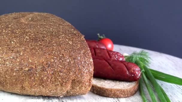 Sandwich Del Tradicional Pan Ecológico Ucraniano Perdido Gusto Sin Sabores — Vídeo de stock