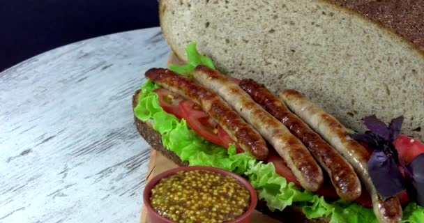 Бутерброд Традиційного Українського Еко Хліба Втрачений Смак Смаків Наповнювачів Гмо — стокове відео