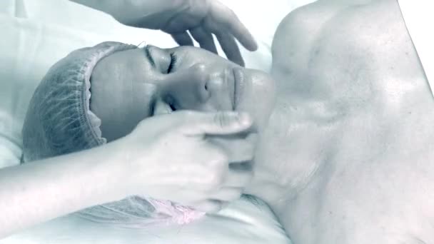 Beautiful Adult Woman Doing Facial Massage Beauty Salon — Stock Video