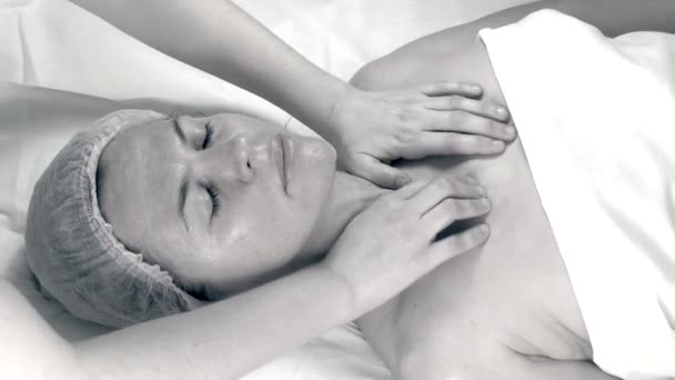 Beautiful Adult Woman Doing Facial Massage Beauty Salon — Stock Video