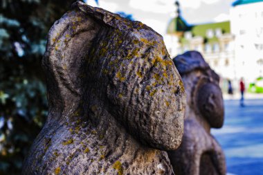 Antik Iskit Slavları Ix-Xiii yüzyılların Kharkov taş putlarının şehir merkezinde arkeolojik alanlar. Ukrayna'nın Karadeniz bozkırlarında bulundu.