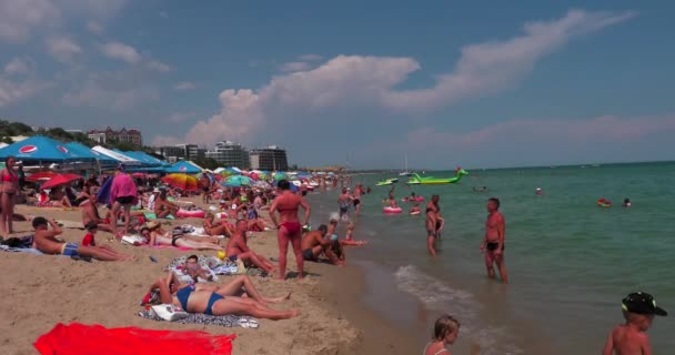 Chernomorsk Oekraïne Juli 2019 Het Centrale Strand Van Het Vakantieoord — Stockvideo