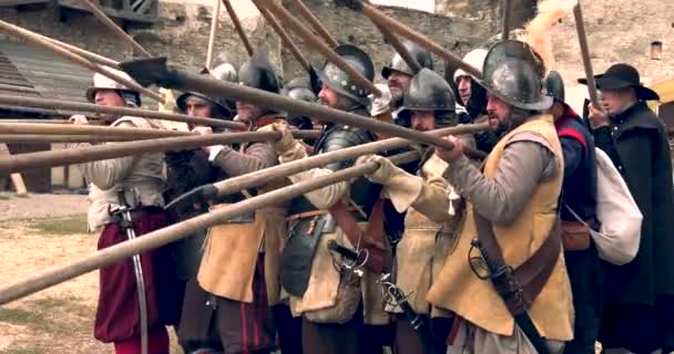 Kamyanets Podilsky Ukraine September 2019 Historical Military Reconstruction Ukrainian Polish — Stock Video