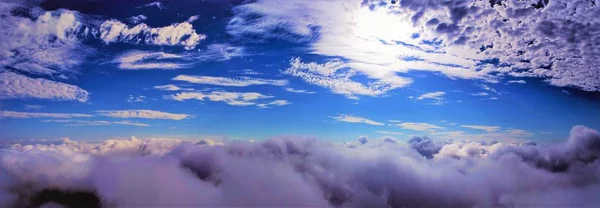 Luftaufnahme Eines Schönen Blauen Himmels Mit Wolken Drohne Fliegt Über — Stockfoto