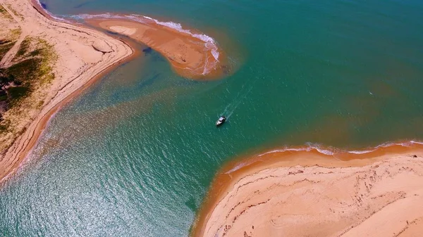 Letecký Pohled Corumbau Beach Bahia Brazílie Pláž Dvěma Barvami Vody — Stock fotografie