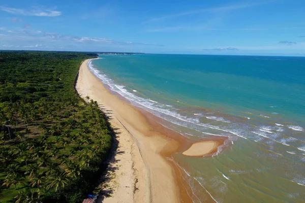 Vista Aérea Praia Caraiva Bahia Brasil Praia Com Duas Cores — Fotografia de Stock