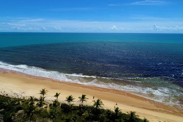 Vista Aérea Playa Caraiva Bahía Brasil Playa Con Dos Colores — Foto de Stock