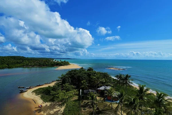 Vista Aérea Playa Caraiva Bahía Brasil Playa Con Dos Colores — Foto de Stock