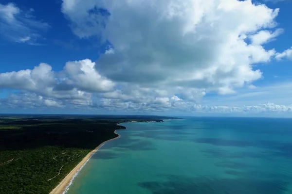 Vista Aérea Playa Caraiva Bahía Brasil Playa Con Dos Colores — Foto de Stock