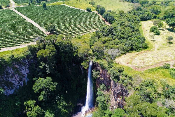 Luchtfoto Van Itamb Waterval Cassia Dos Coqueiros Brazilië Mooi Landschap — Stockfoto