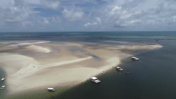 Luftaufnahme Vom Strand Von Carneiros Pernambuco Brasilien Urlaub Paradiesischen Strand — Stockvideo