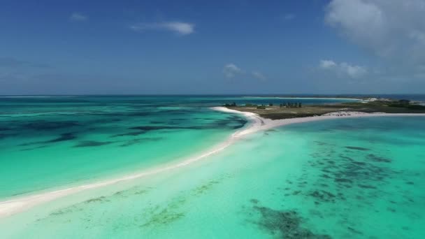 Los Roques Карибського Моря Фантастичний Краєвид Пташиного Польоту Райський Острів — стокове відео