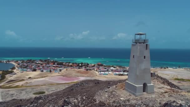 Маяк Лос Roques Карибського Моря Венесуела Красивий Ландшафт Великий Пляж — стокове відео