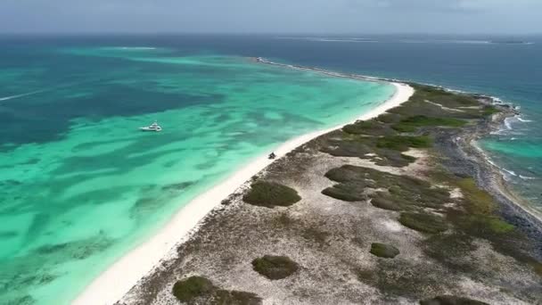 Los Roques Karibské Moře Fantastické Krajiny Letecký Pohled Ostrově Paradise — Stock video