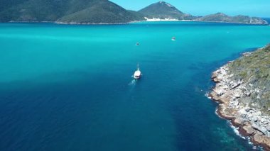 Pontal sahiller hava görünümünü, Pontal yap Atalaia, Arraial Cabo, Rio de Janeiro, Brezilya. Büyük plaj sahnesi. Harika manzara. Tatil seyahat. Seyahat hedef. Tatil kavramı. Karayipler.